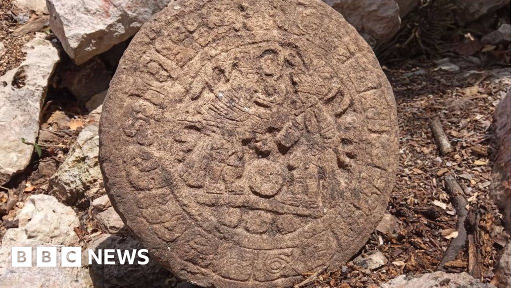 Featured image for 1,000-year-old Mayan ball game scoreboard unearthed in Mexico.