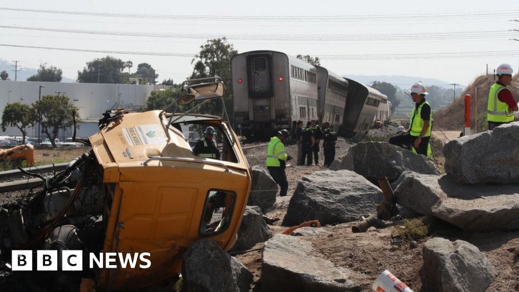 Amtrak train derails in California after collision with truck