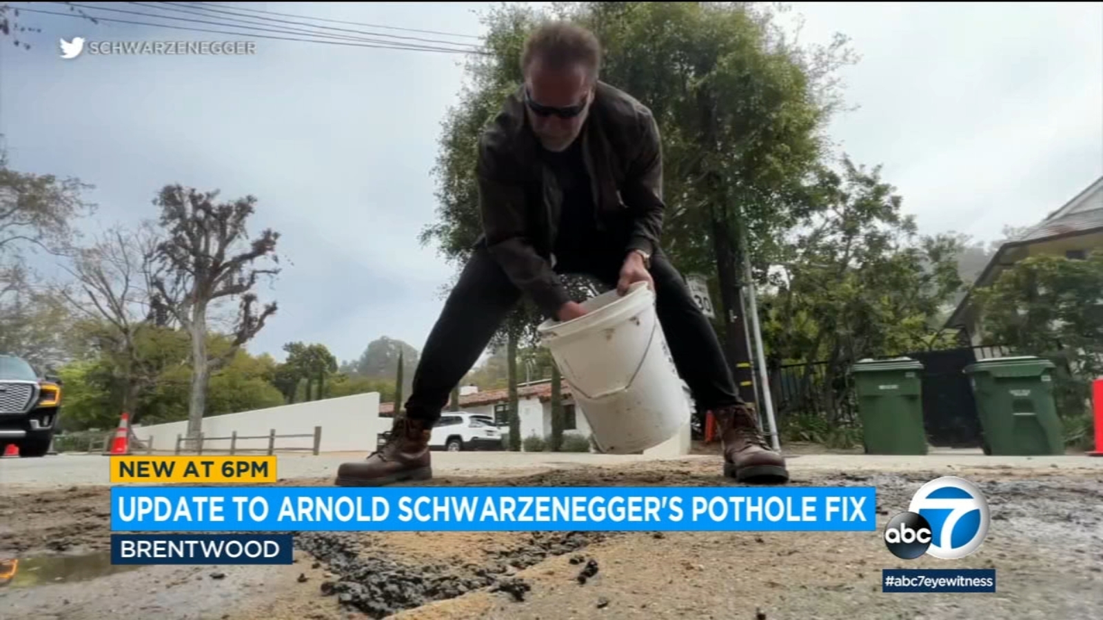 Featured image for Arnold Schwarzenegger Takes Matters into His Own Hands to Fix Pothole