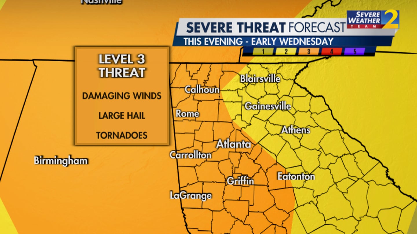 "Severe Storms Threaten Florida and Georgia with Damaging Winds and Hail"