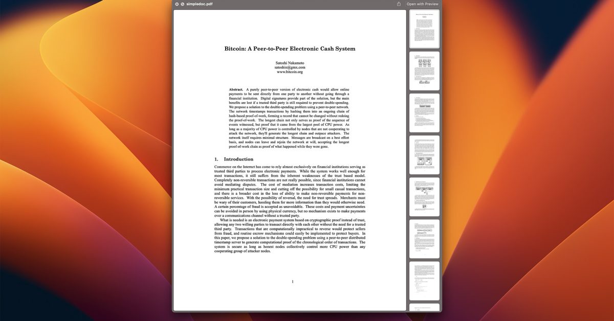 Apple Removes Bitcoin Whitepaper from Latest macOS Beta Release.