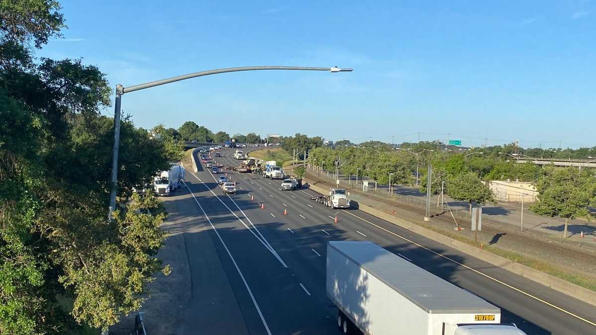 Featured image for Big rig overturns, blocks eastbound I-80 at Watt Ave.