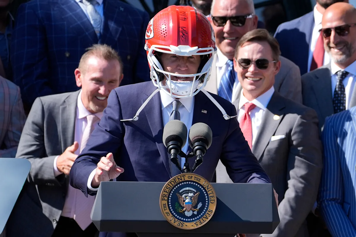 "Biden Wears Chiefs Helmet, Celebrates Super Bowl Champs at White House"
