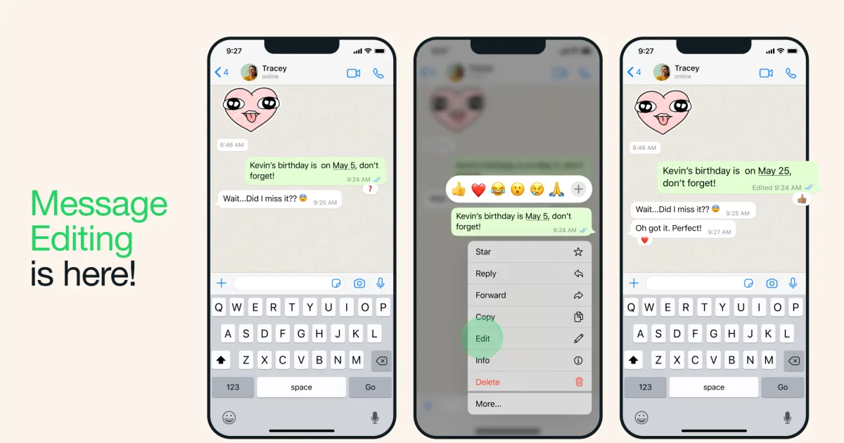 Featured image for WhatsApp introduces message editing feature with time limit.