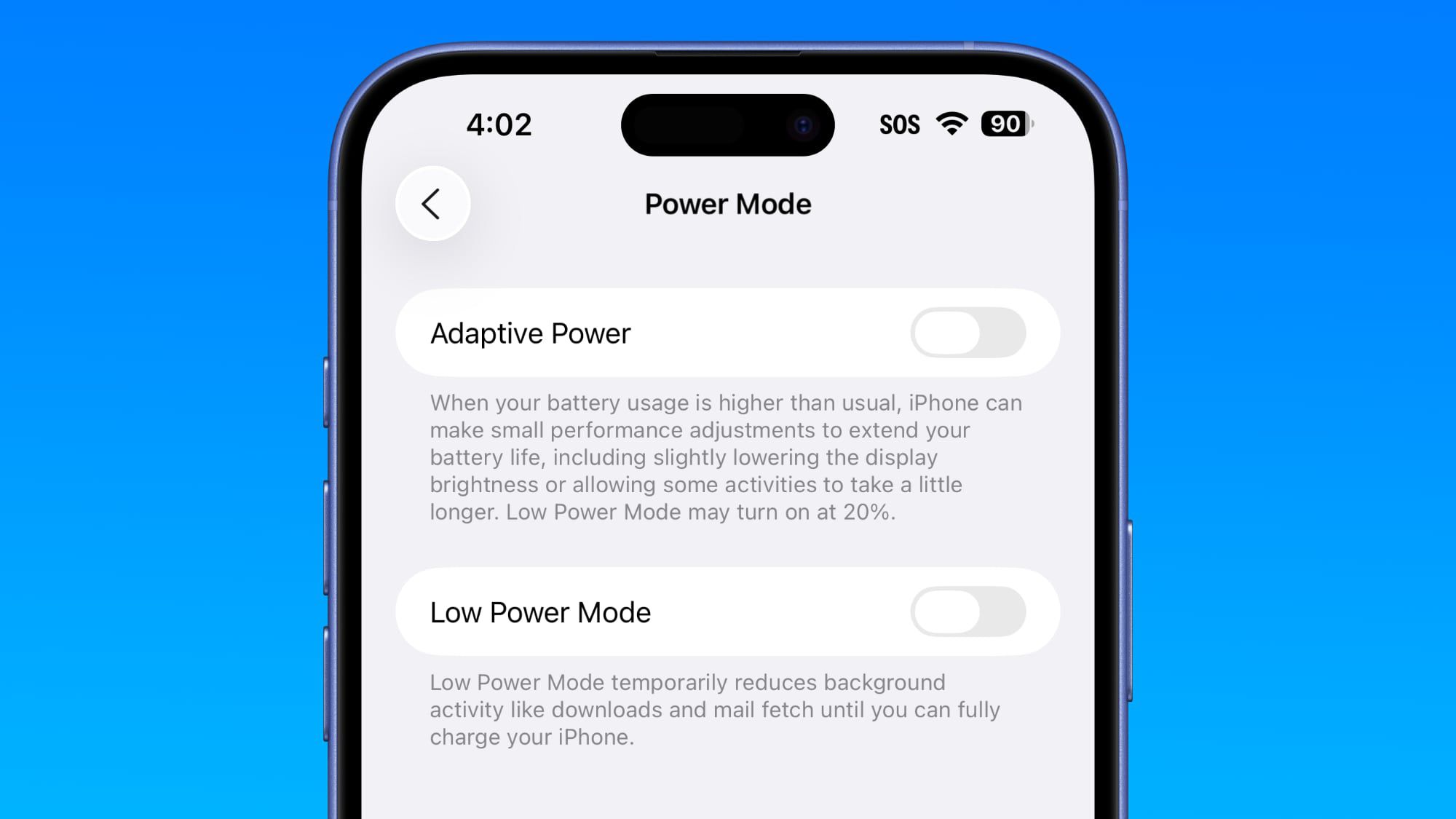 Featured image for iOS 26 Introduces Adaptive Power Mode for Enhanced Battery Life