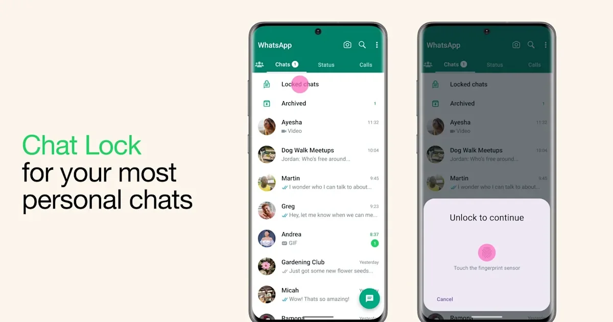 WhatsApp introduces lock feature for private chats