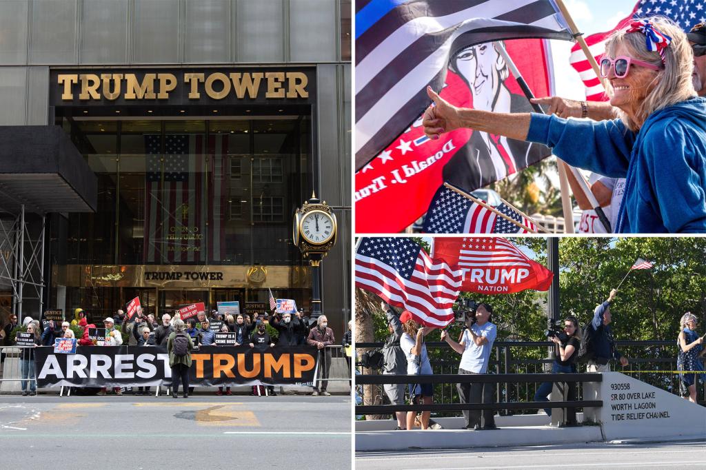 Trump supporters rally at Mar-a-Lago after surprise indictment.