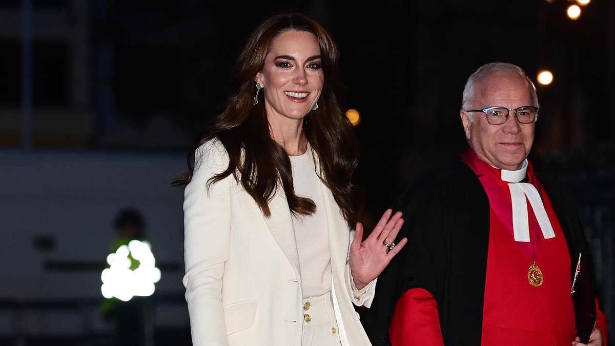 "Kate Middleton Shines in Winter White at Westminster Abbey's Together at Christmas Carol Event"