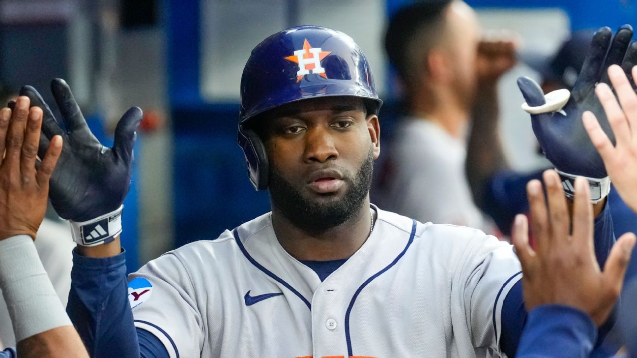 Featured image for Astros' Yordan Alvarez sidelined for 4+ weeks with oblique injury.