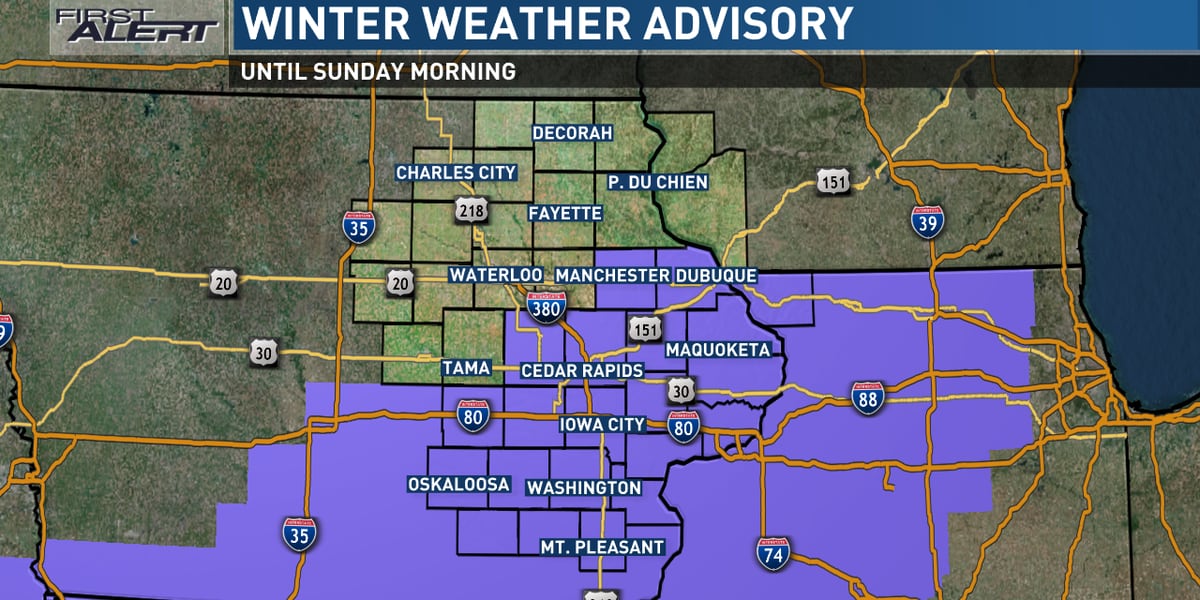 Winter Weather Advisory and Snow Chances Increase in KCRG-TV9 Viewing Area