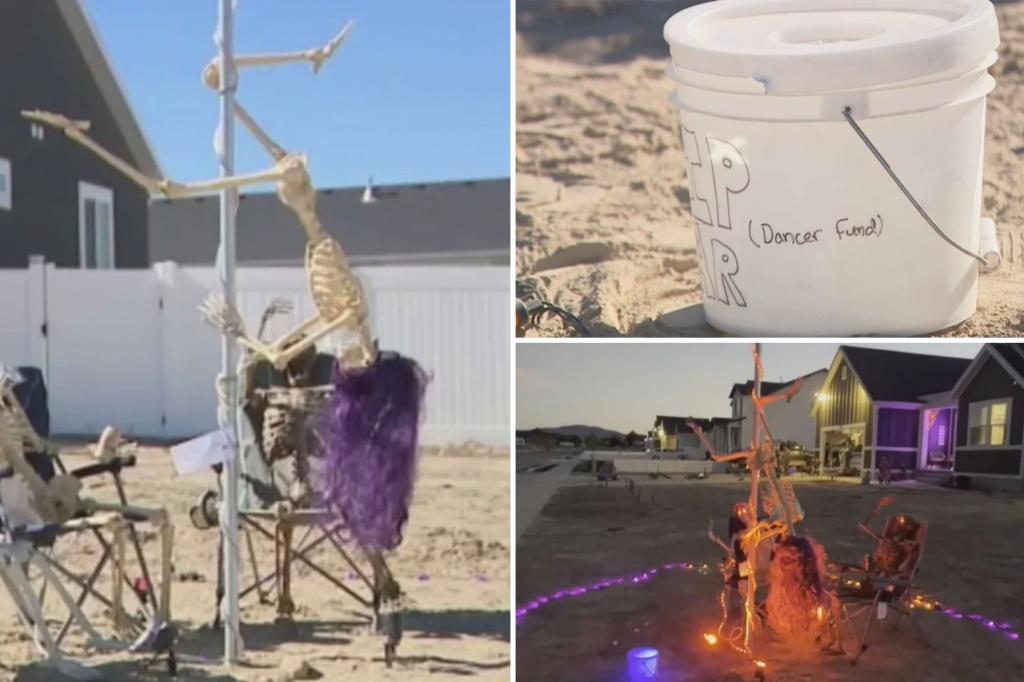 Featured image for Controversial Halloween Display with Pole-Dancing Skeleton Sparks Outrage in Utah