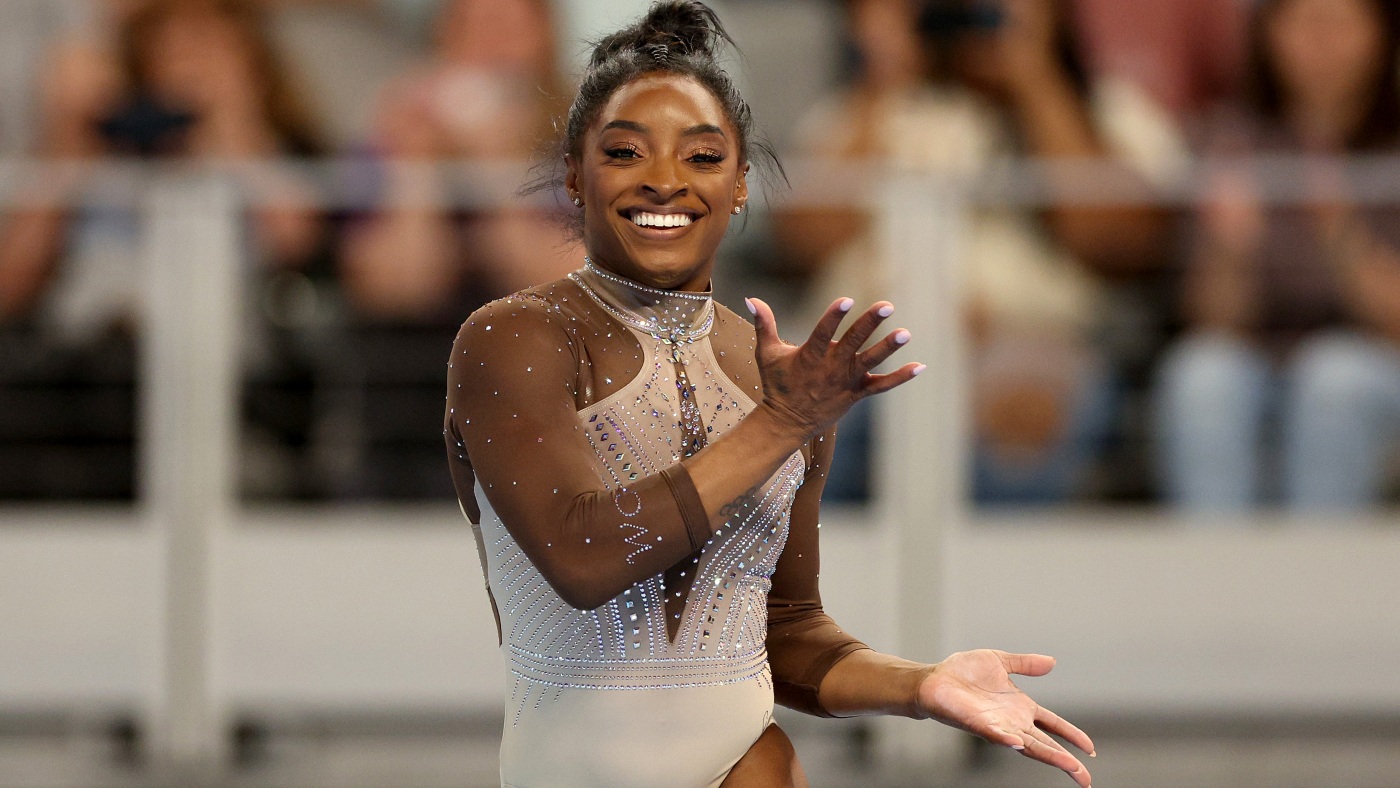 Featured image for Simone Biles Secures Record 9th All-Around Title, Eyes Paris Olympics