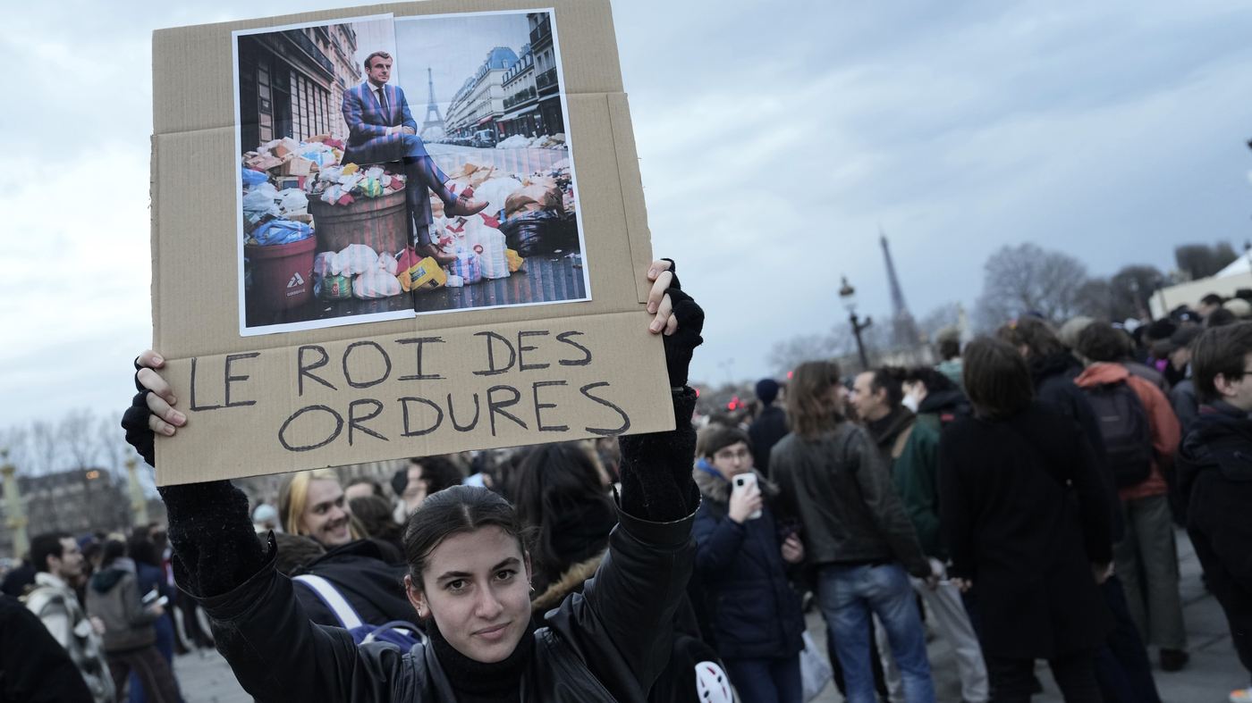 Macron's leadership in jeopardy over controversial pension reform plan.