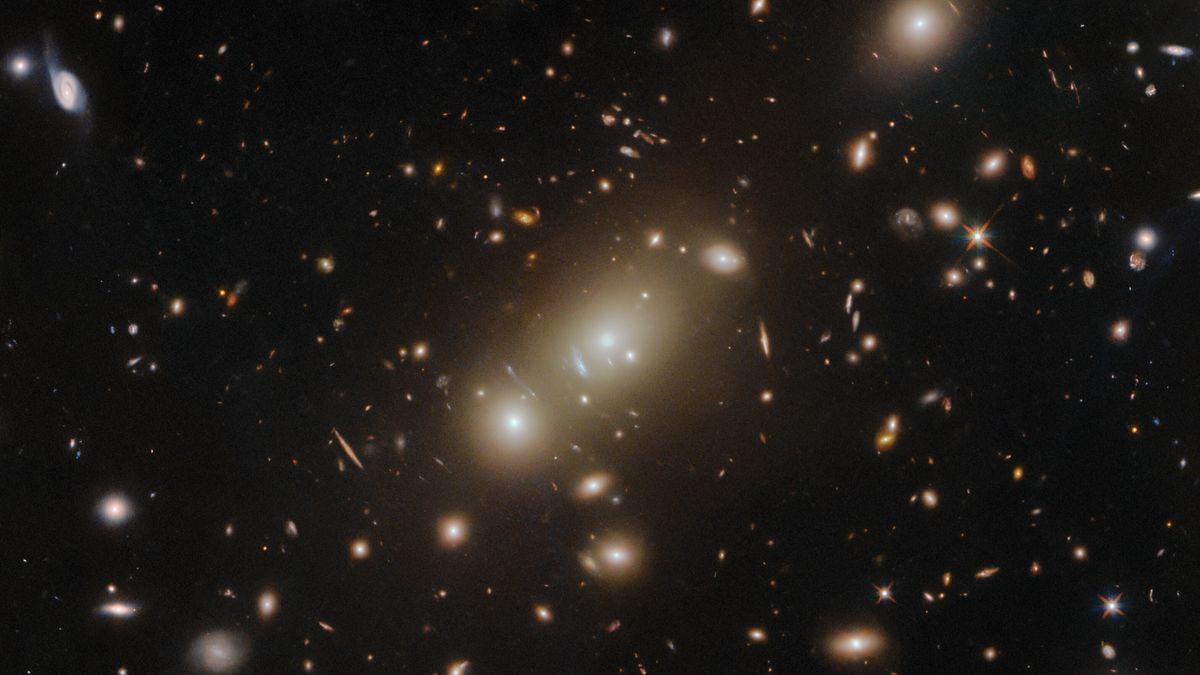 Hubble's Stunning Infrared Image Reveals Gravitationally Warped Galaxy Cluster