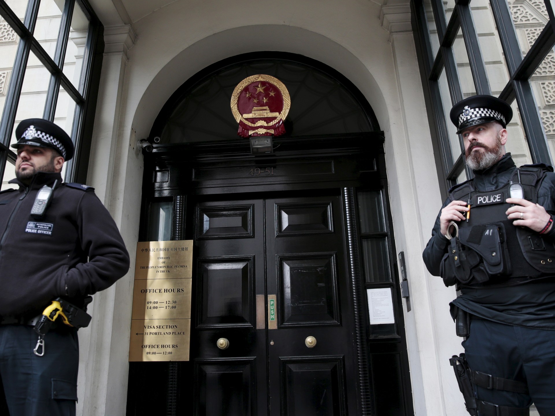 UK expresses concern over Chinese police stations and foreign national intimidation on British soil.