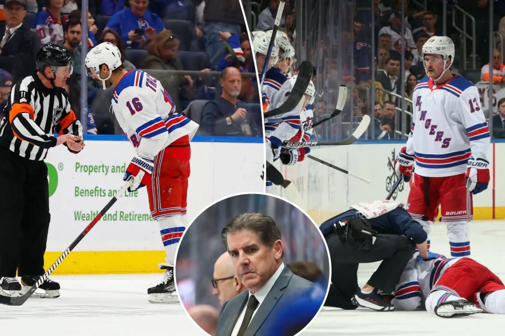 Featured image for "Rangers' Laviolette Furious Over 'Vicious' Hits in Loss to Islanders: A Stark Reminder for Stanley Cup Pursuit"
