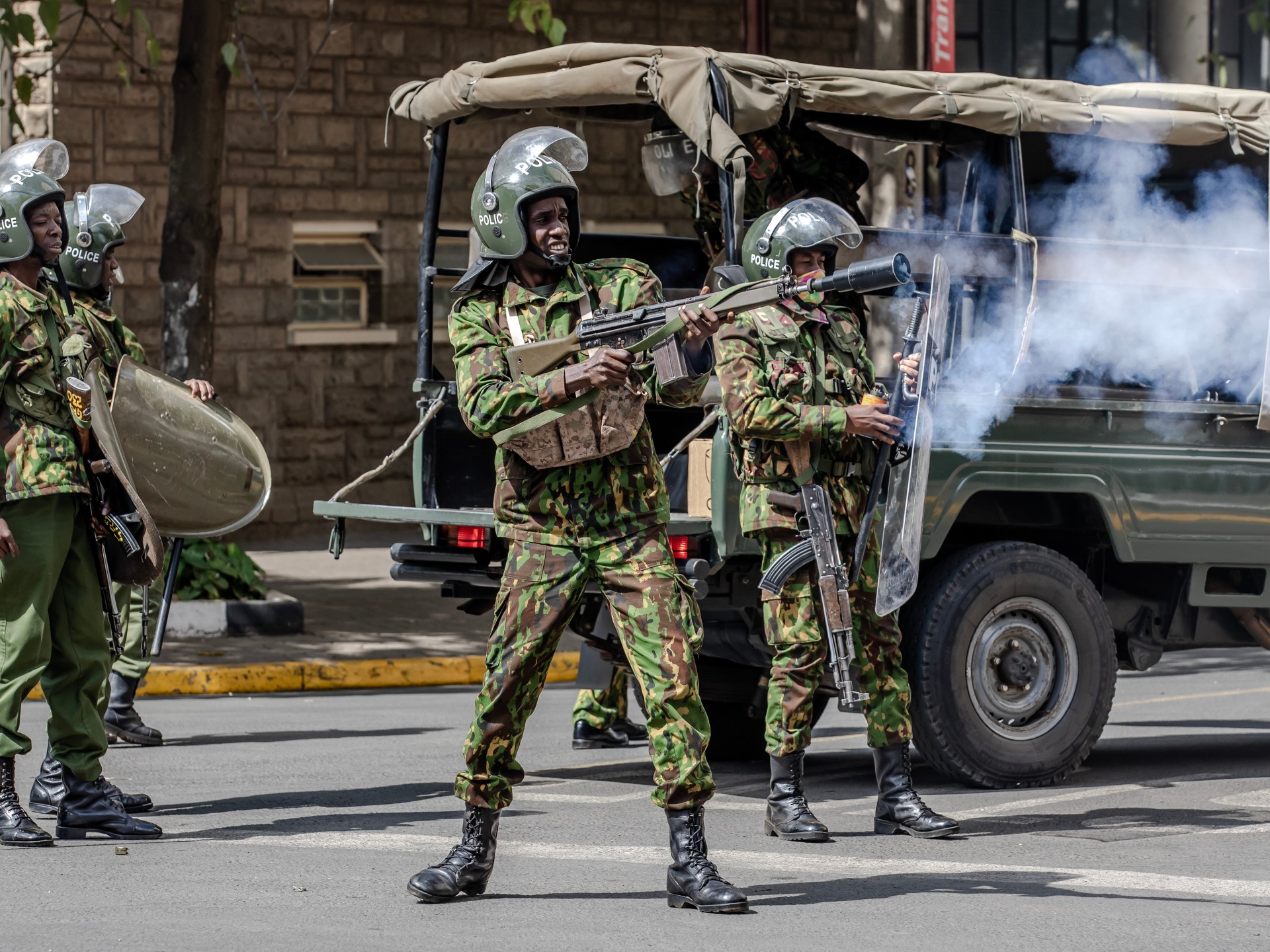 Kenyan police crackdown on opposition protests with tear gas and arrests.