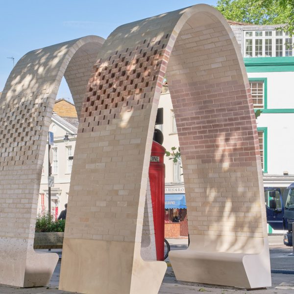 Featured image for Hawkinsrown and Webb Yates Create Arched Stone Brick Installation