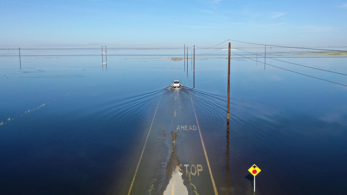 California Floods Bring Rushing Waterfalls and Submerged Roads