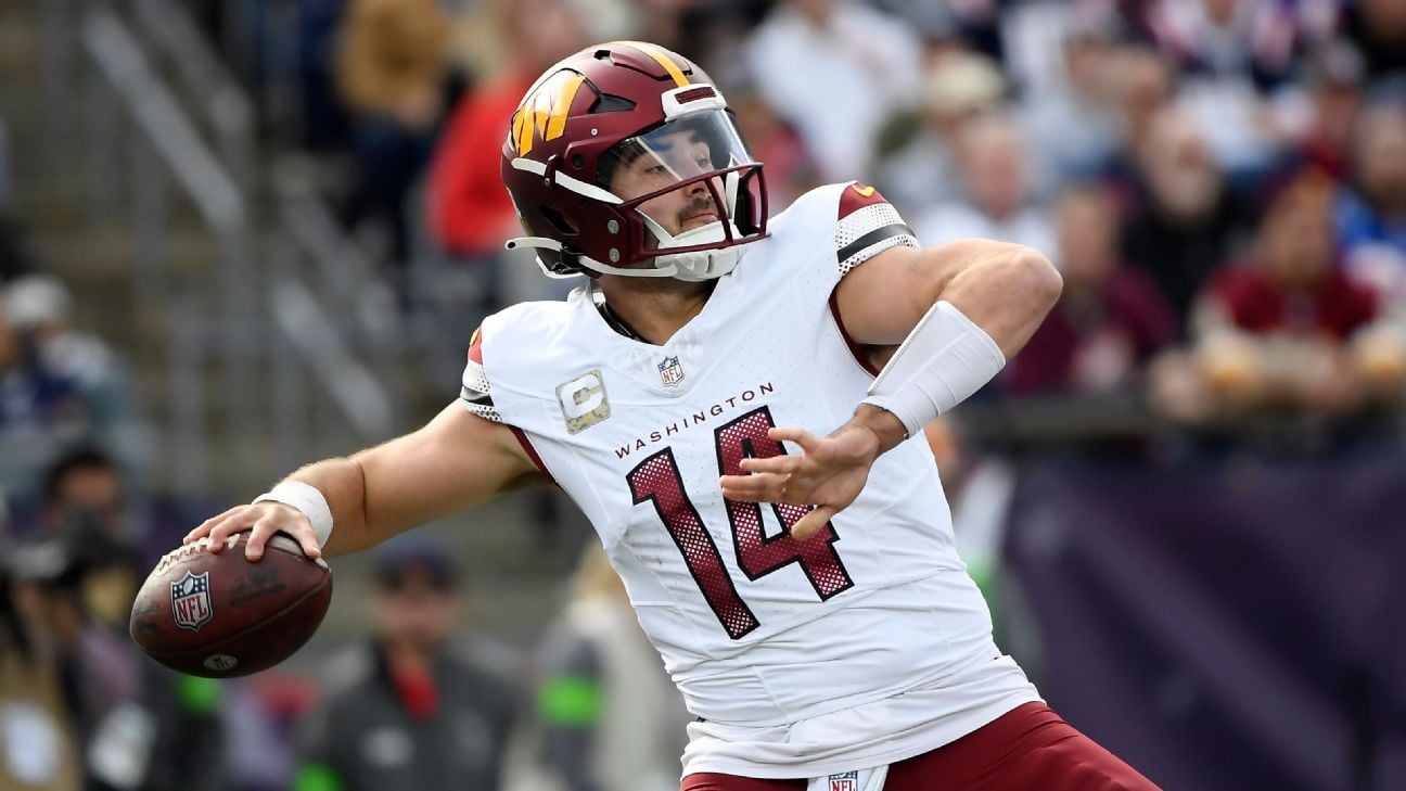 Featured image for "Commanders' Sam Howell to Debut as Starter Against Cowboys in NFC East Clash"