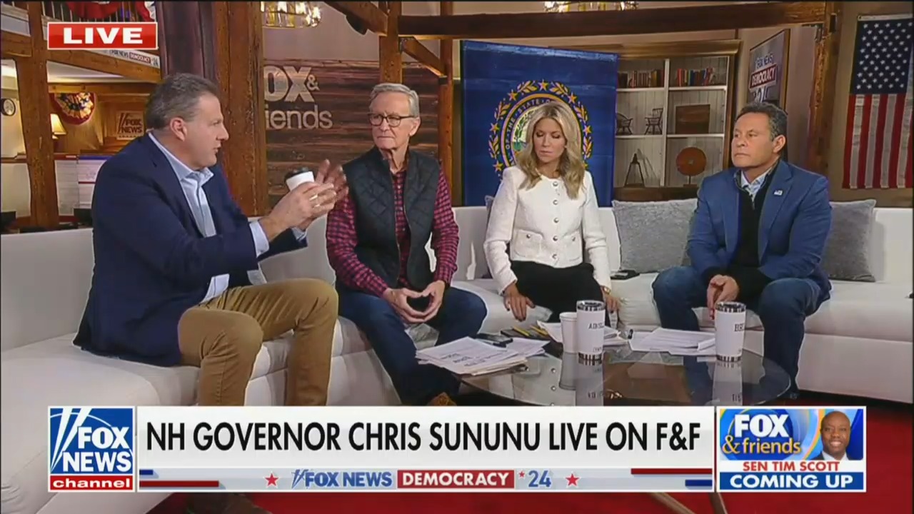 Featured image for Gov. Sununu Challenges Fox & Friends' Trump Support, Backs Haley for New Hampshire Ticket