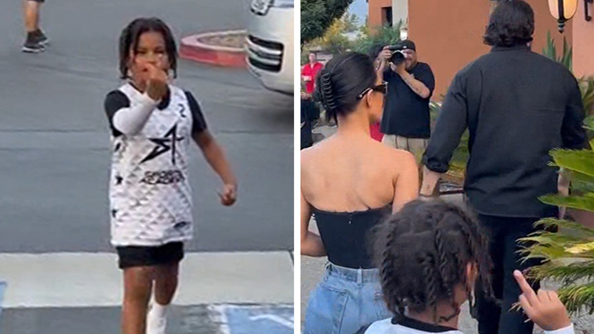 Kim Kardashian Disciplines Son Saint for Rude Gesture Towards Paparazzi