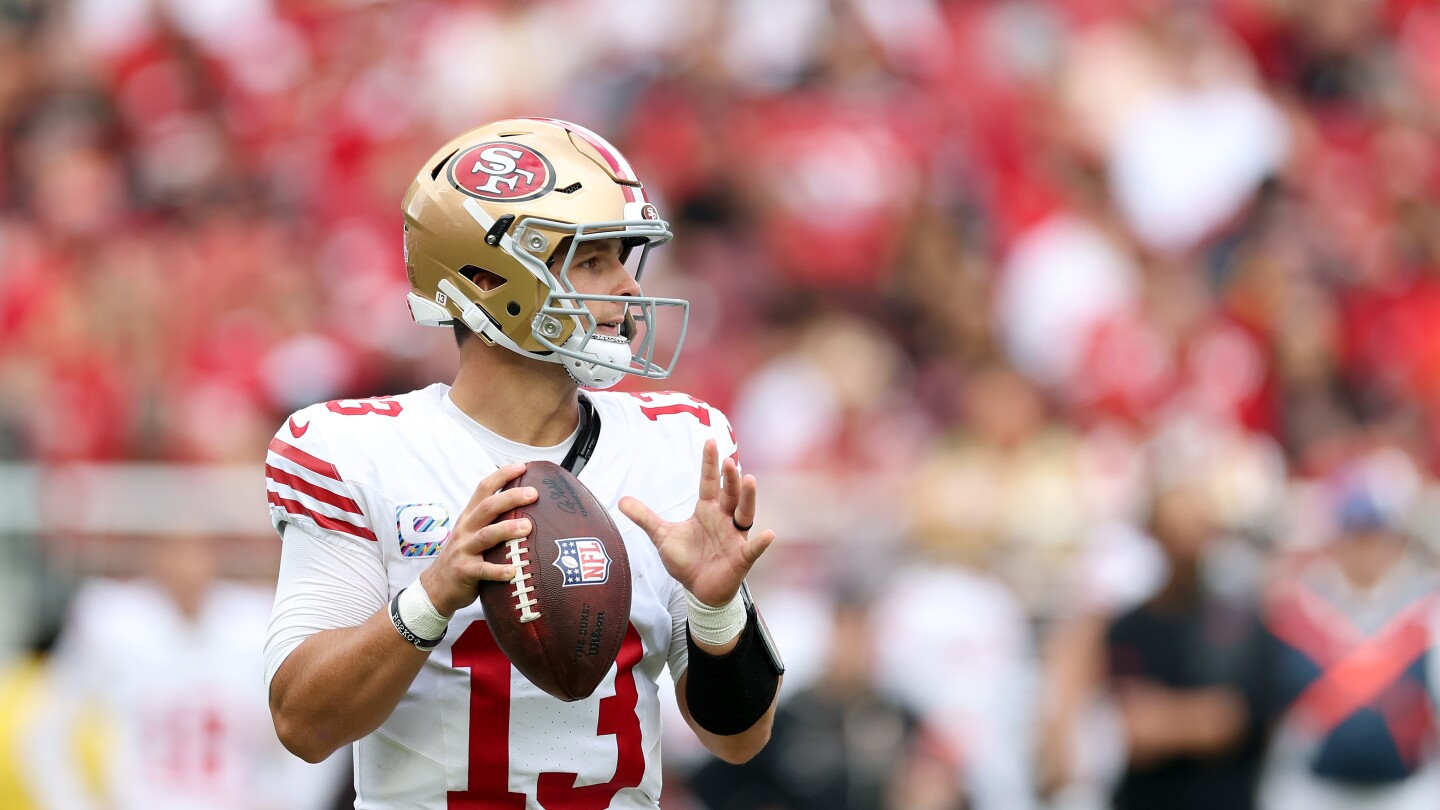 Featured image for 49ers' Purdy, Pearsall, Jennings ruled out for Thursday Night Football vs. Rams