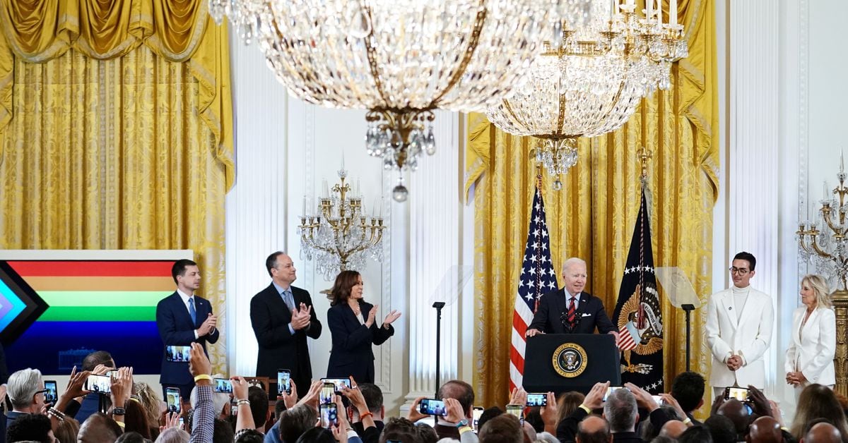 Biden's Pride Month plans impacted by wildfires and book bans.