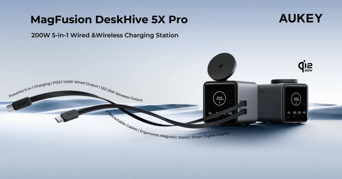 Featured image for Aukey Launches Compact Charging Station with Qi2 and 200W USB-C Cables