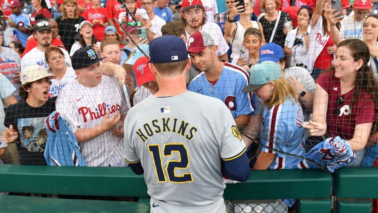 Featured image for Rhys Hoskins Homers and Receives Ovation in Eventful Return to Philadelphia