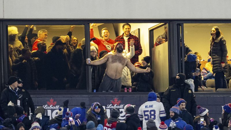 "Shirtless Jason Kelce's Game Day Antics Steal the Show and Go Viral"