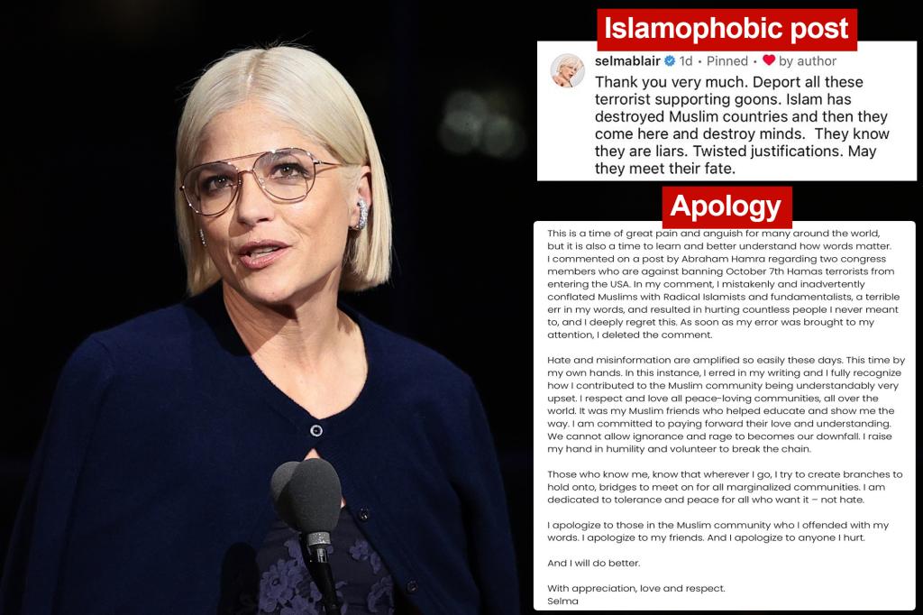 Featured image for Selma Blair Issues Apology for Islamophobic Comments