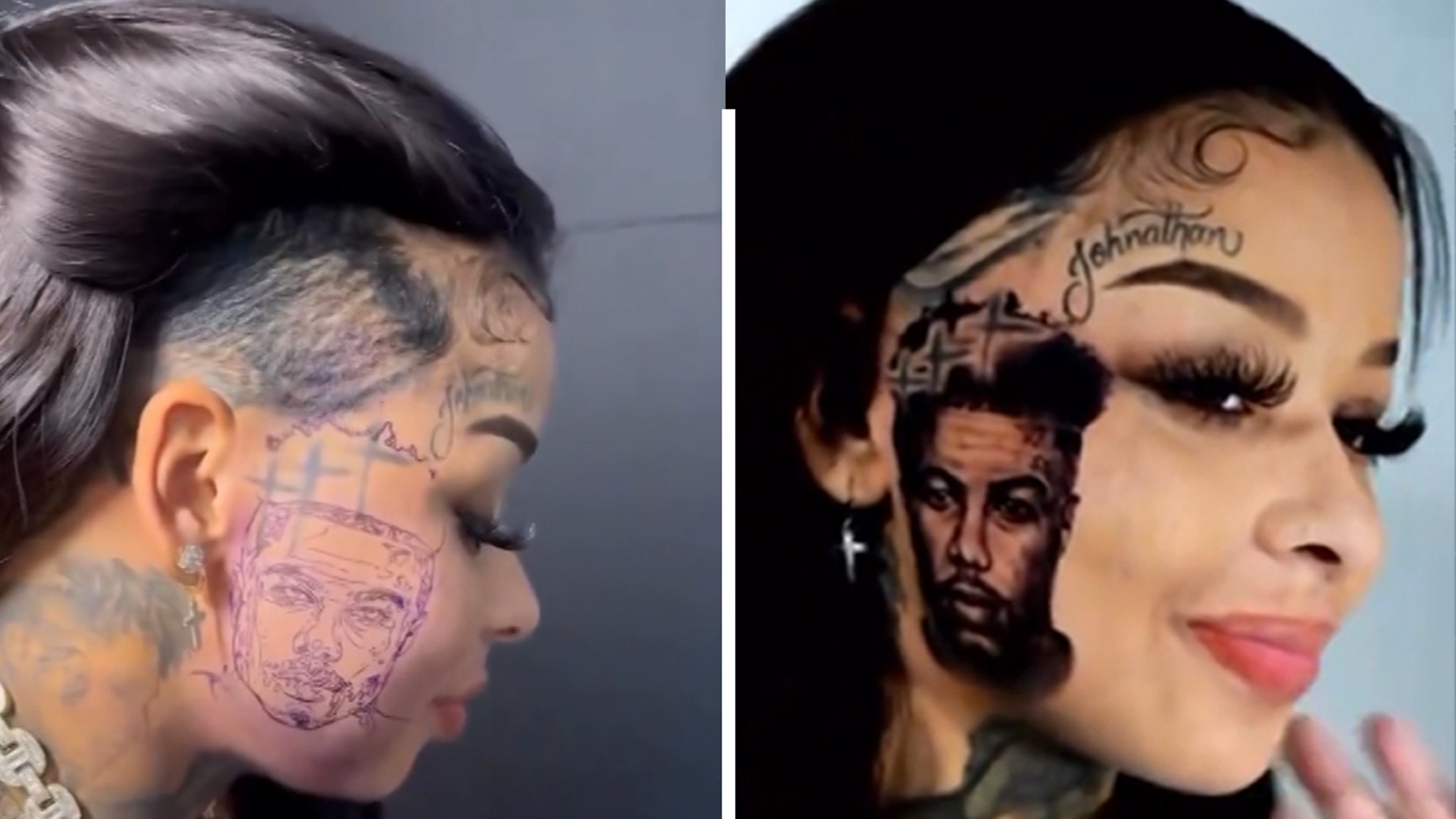 Featured image for Chrisean Rock's Bold Blueface Portrait Face Tattoo Sparks Online Reaction