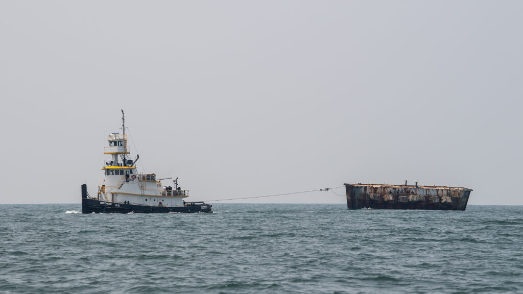 Featured image for "Massive Dry Dock Gate Submerged to Enhance VA's Artificial Reef"