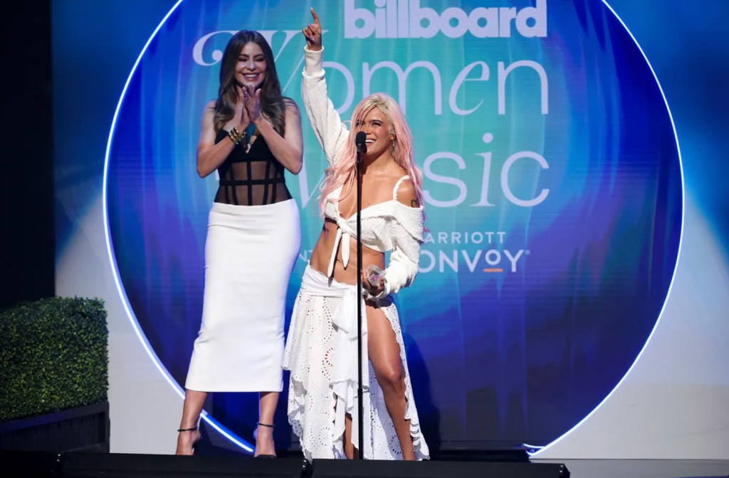 Featured image for Karol G's Dazzling Woman of the Year Acceptance at Billboard Women in Music