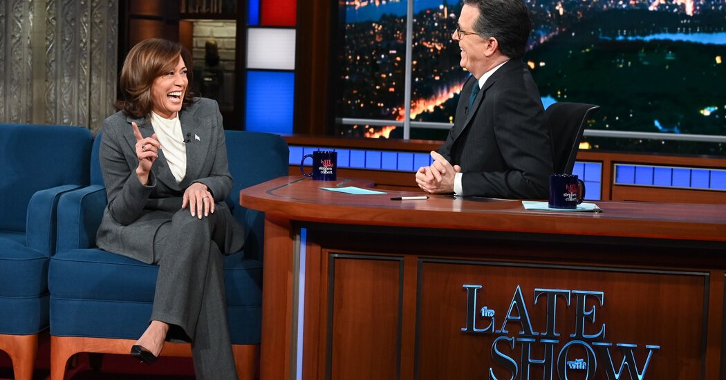Kamala Harris Talks Colbert, Sidesteps VP Role, and Slams Anti-Abortion Laws
