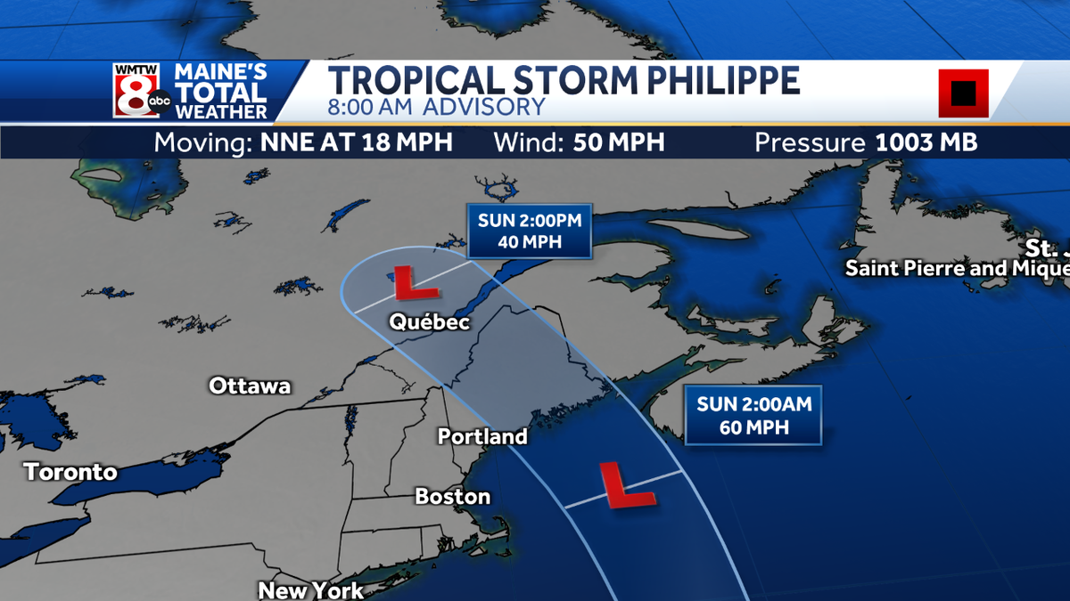 Tropical Storm Philippe intensifies, poses threat of heavy rain and flash flooding in Maine