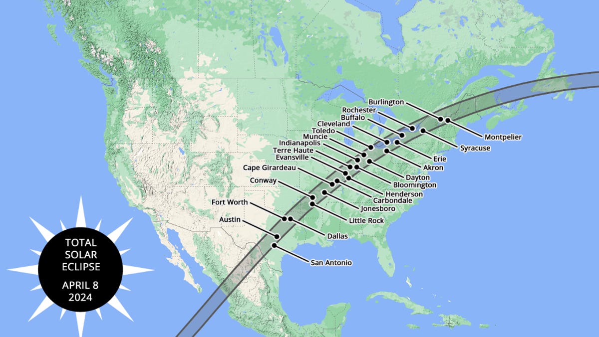 "Revised Path of Totality for 2024 Solar Eclipse Across US States"