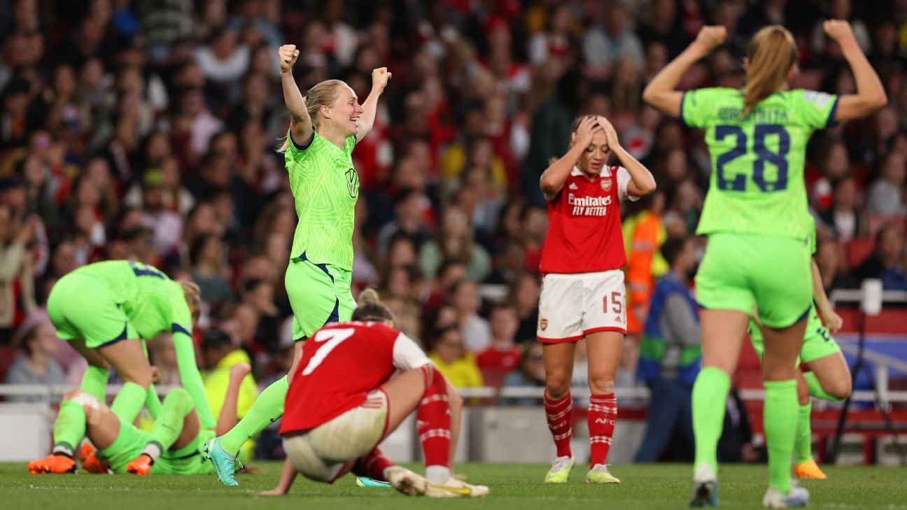 Featured image for Wolfsburg's Dramatic Victory Over Arsenal Sends Them to Women's Champions League Final.