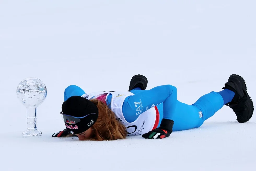 Goggia clinches super-G crown as Shiffrin's overall lead narrows; Aicher closes in