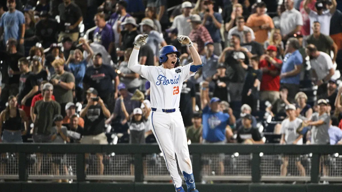 Florida Gators face TCU Horned Frogs in College World Series matchup.