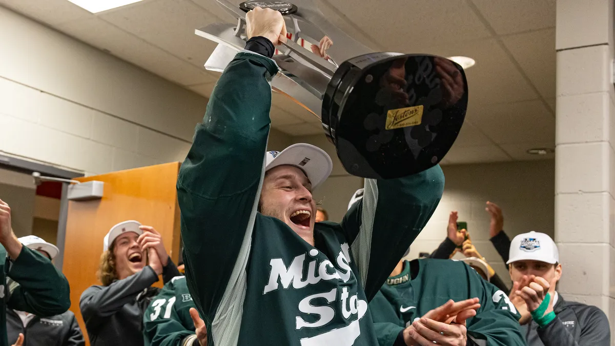 Featured image for "MSU Hockey's Historic Victory: Clinching First Big Ten Title with 5-2 Win"