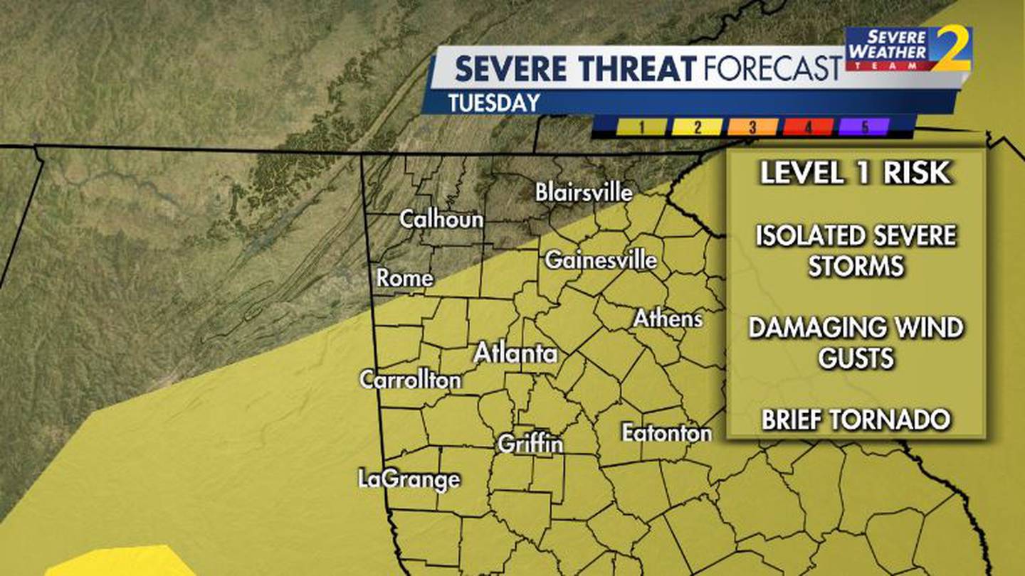 Featured image for Georgia Faces Severe Storms and Tornadoes Threat on Tuesday