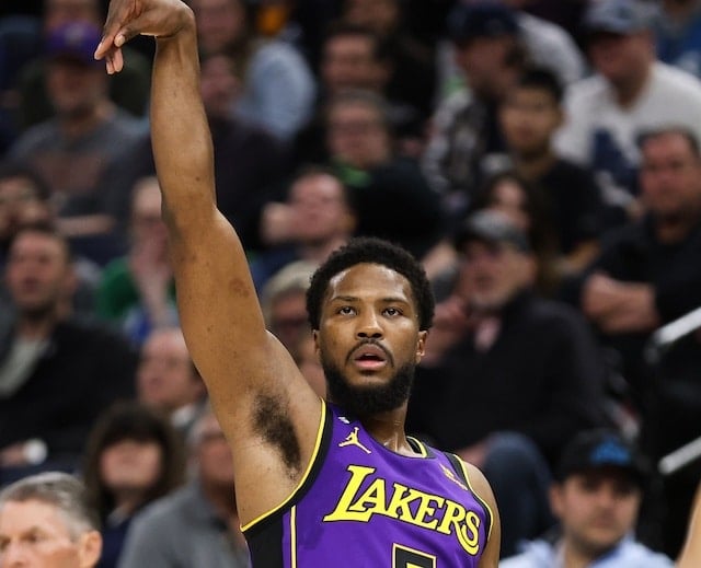 Featured image for Malik Beasley's Shooting Turnaround Helps Lakers Secure Winning Record.