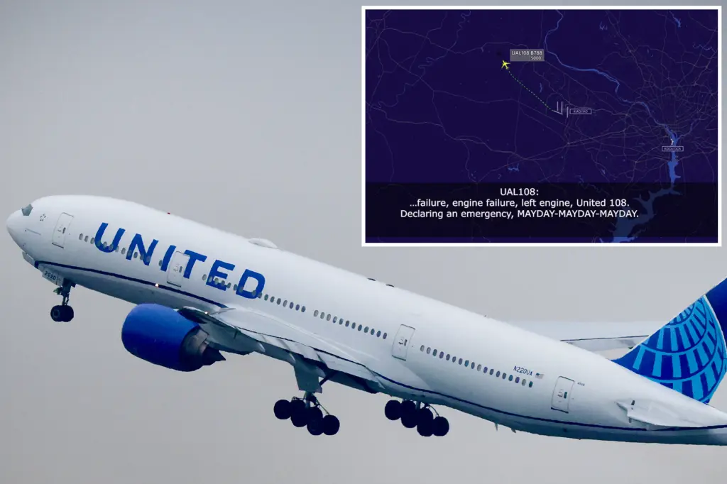Featured image for United Airlines Flight Declares 'Mayday' After Engine Failure Post-Takeoff