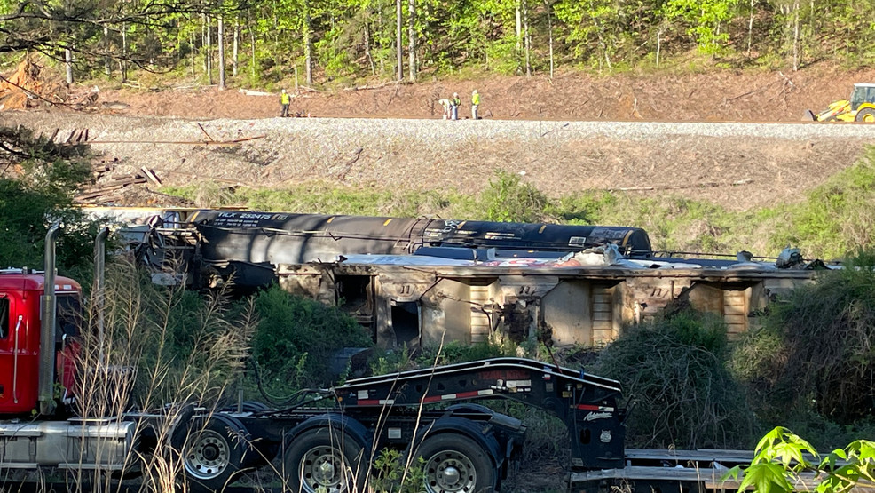 Featured image for Norfolk Southern train derails in multiple locations, injuring crew members and spilling fuel.