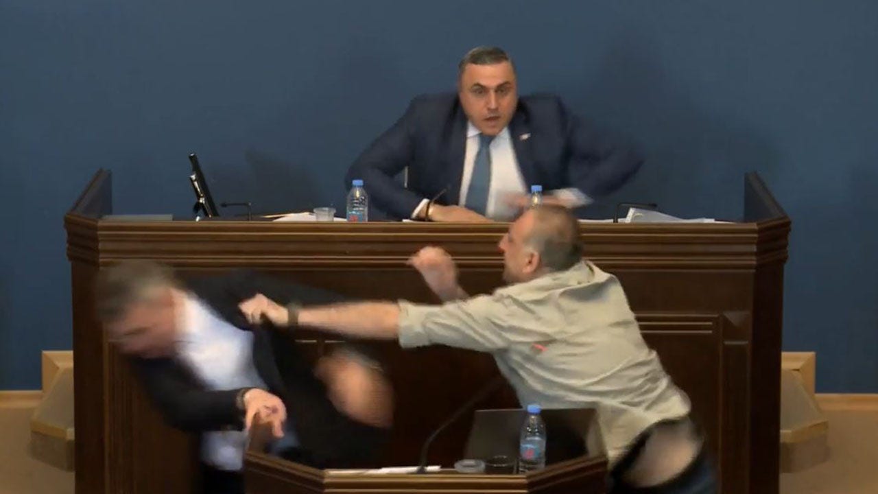 "Violent Brawl Erupts in Georgian Parliament Over 'Foreign Agent' Bill"