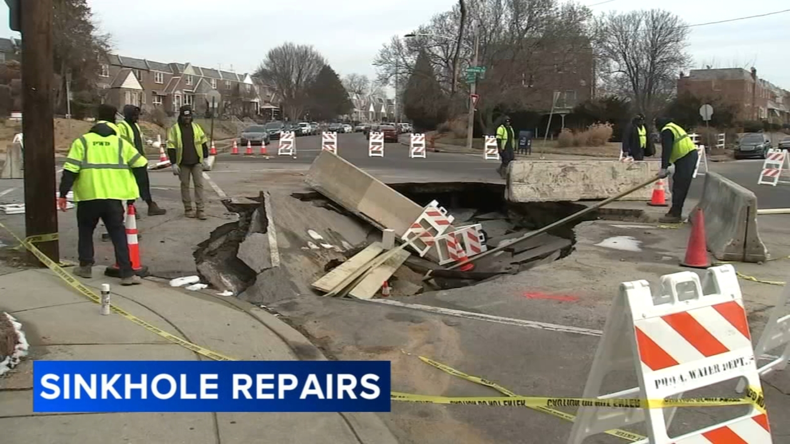 Featured image for Water Main Break Creates Large Sinkhole in West Oak Lane, Philadelphia