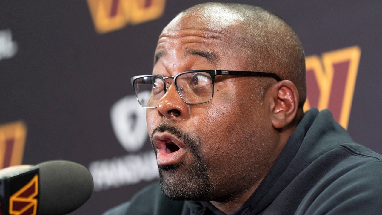 Featured image for "Commanders' Coach Whitt Jr. Inspires with Leadership, Kingsbury Evades QB Question"