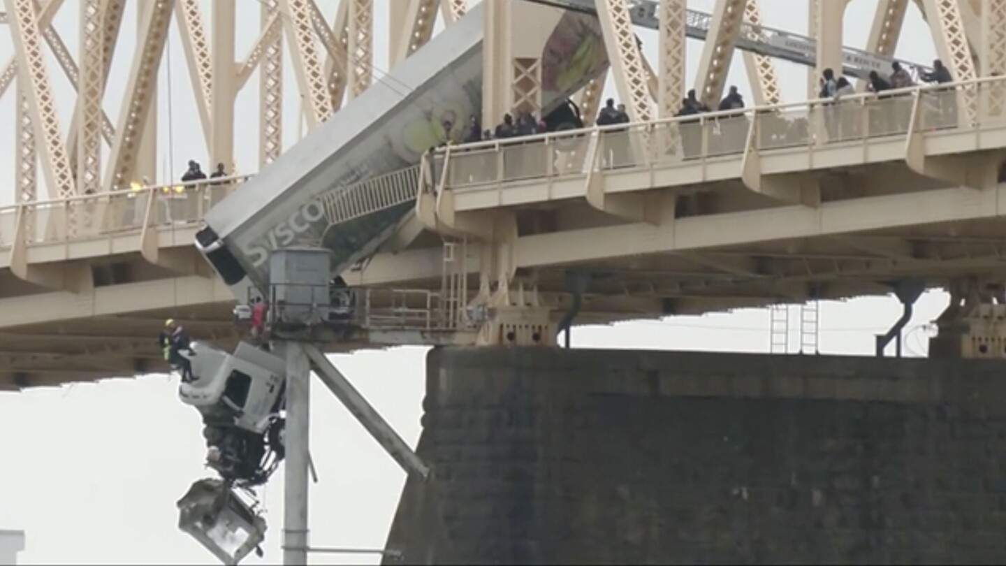 Featured image for "Dramatic Rescue: Truck Driver Saved from Dangling Semi-Truck Over Ohio River"